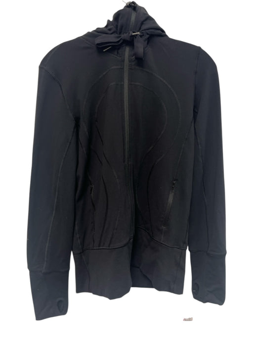 Lululemon Size 8 Black Nylon Blend Hood Zip Up Thumb Holes Jacket Black / 8