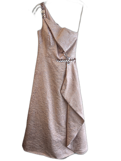 Teri Jon Size 2 Pink No Fabric Tag One Shoulder Sequin Design Back Zip Gown Pink / 2