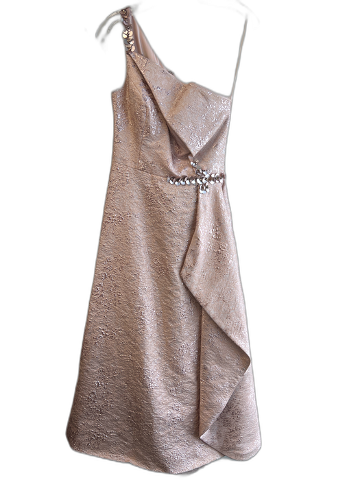 Teri Jon Size 2 Pink No Fabric Tag One Shoulder Sequin Design Back Zip Gown Pink / 2