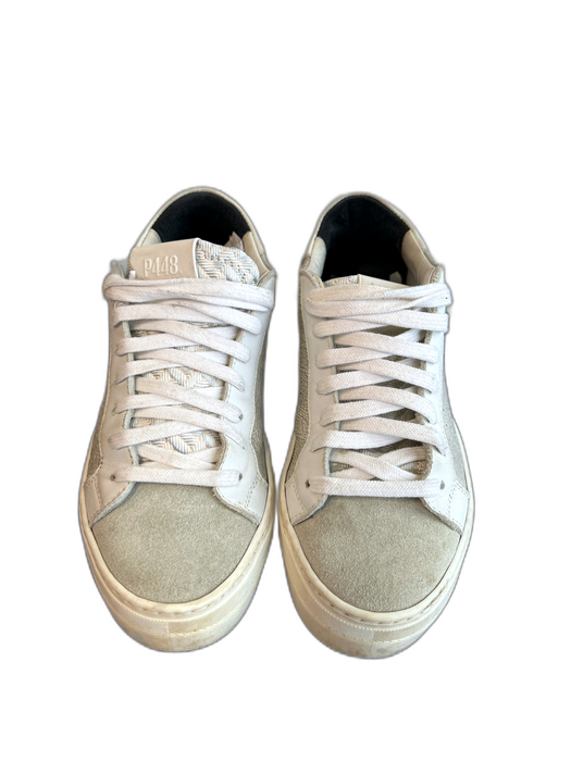 P448 Shoe Size 37 Silver & White Manmade Material Sneaker lace up Sparkle Shoes Silver & White / 37