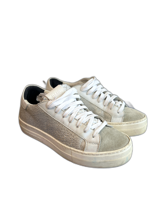 P448 Shoe Size 37 Silver & White Manmade Material Sneaker lace up Sparkle Shoes Silver & White / 37