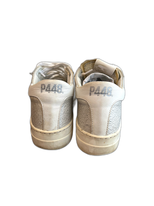 P448 Shoe Size 37 Silver & White Manmade Material Sneaker lace up Sparkle Shoes Silver & White / 37