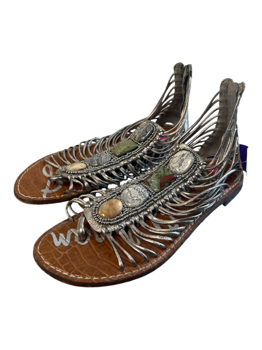 Sam Edelman Shoe Size 6.5 Gray & Brown Leather Metallic Open Toe Stone Shoes Gray & Brown / 6.5