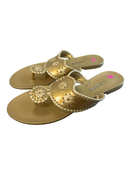 Jack Rogers Shoe Size 9 Gold Rubber Jelly Whipstitch Thong Strap Sandal Shoes Gold / 9