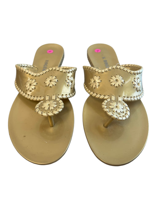 Jack Rogers Shoe Size 9 Gold Rubber Jelly Whipstitch Thong Strap Sandal Shoes Gold / 9