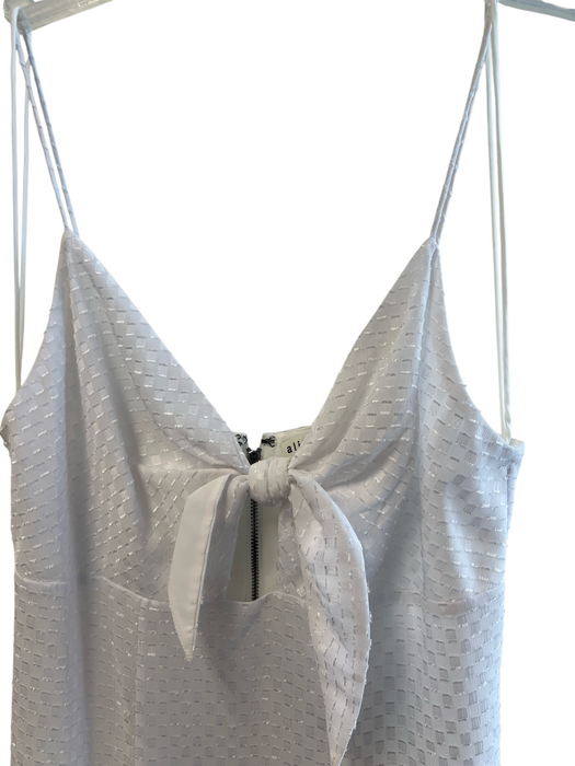 Alice + Olivia Size 4 White Polyester Spaghetti Strap Back Zip Cut Out Dress White / 4