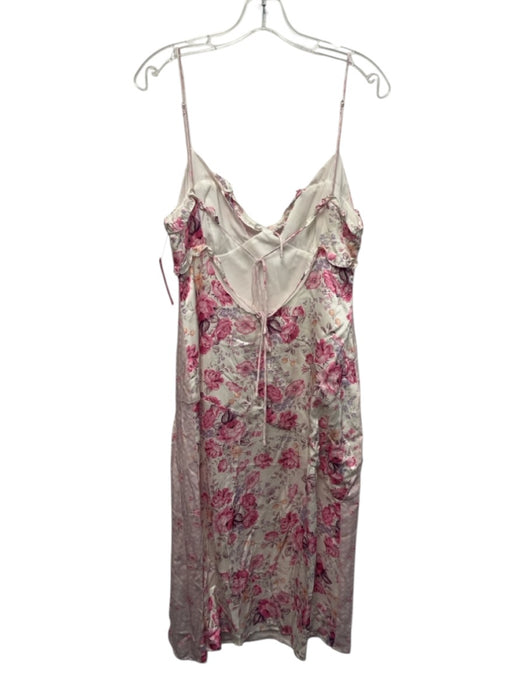 For Love & Lemons Size L Pink & White Ecovero Blend Sleeveless Ruffles Dress Pink & White / L