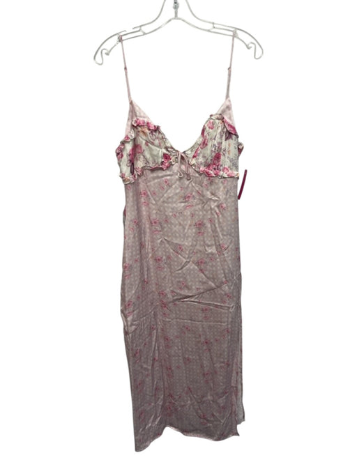 For Love & Lemons Size L Pink & White Ecovero Blend Sleeveless Ruffles Dress Pink & White / L