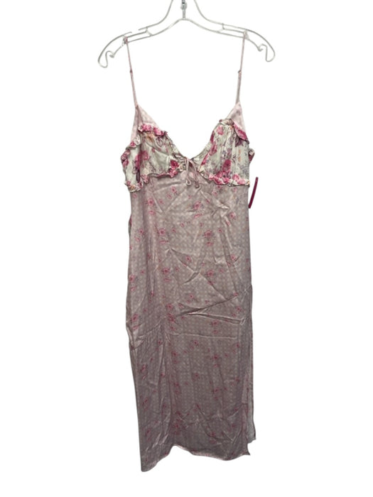 For Love & Lemons Size L Pink & White Ecovero Blend Sleeveless Ruffles Dress Pink & White / L