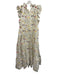 En Saison Size L White, Yellow, Green Print Cotton Sleeveless Floral Print Dress White, Yellow, Green Print / L