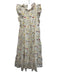 En Saison Size L White, Yellow, Green Print Cotton Sleeveless Floral Print Dress White, Yellow, Green Print / L