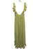 Misa Size M Light Green Polyester Ruffle Cap Sleeve Metallic Thread Dress Light Green / M