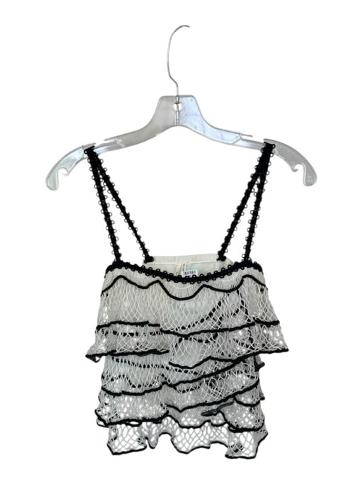 Anthropologie Size XS black and white Cotton Blend ruffles Net Top black and white / XS