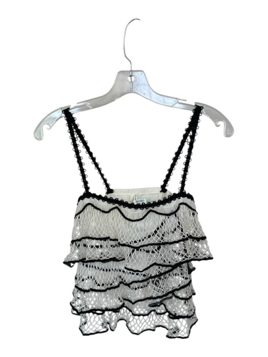 Anthropologie Size XS black and white Cotton Blend ruffles Net Top black and white / XS