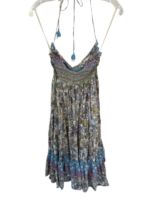 Free People Size XS Multi Cotton Blend Gauze Floral Scene Scrunch Detail Dress Multi / XS