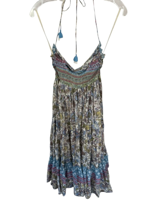 Free People Size XS Multi Cotton Blend Gauze Floral Scene Scrunch Detail Dress Multi / XS
