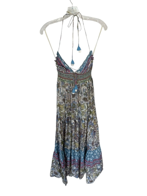 Free People Size XS Multi Cotton Blend Gauze Floral Scene Scrunch Detail Dress Multi / XS