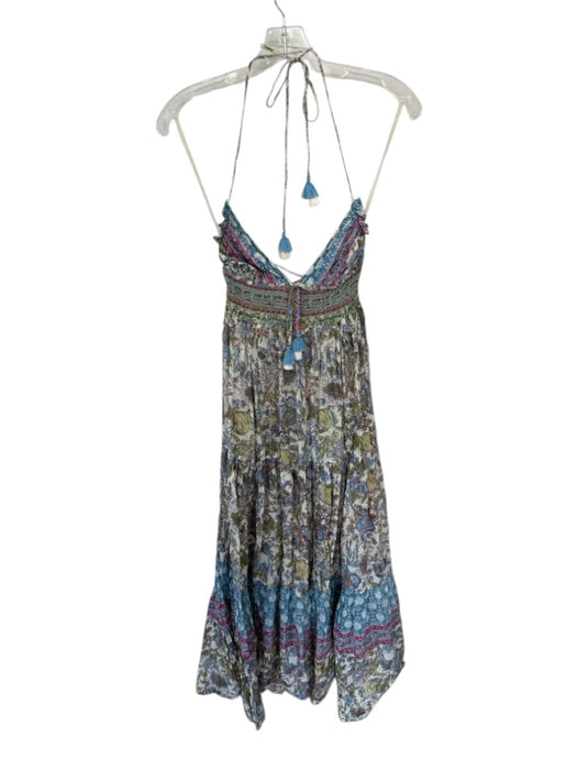 Free People Size XS Multi Cotton Blend Gauze Floral Scene Scrunch Detail Dress Multi / XS