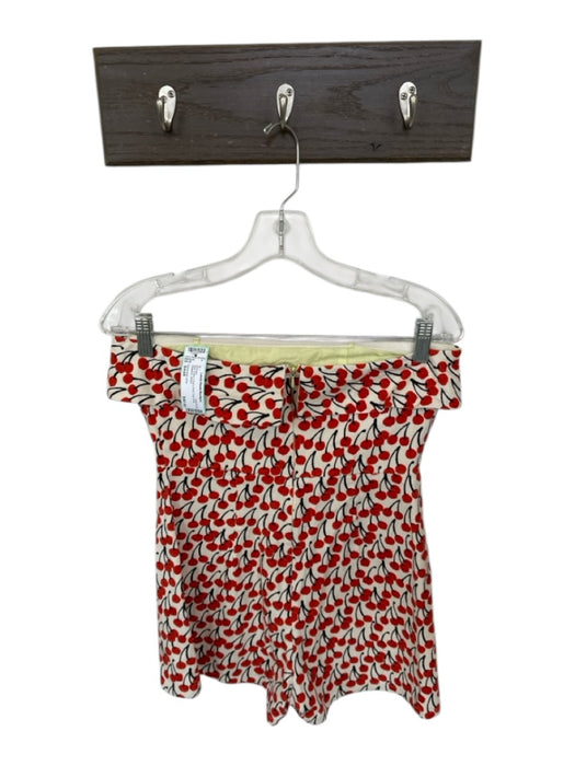 Corey lynn calter Size Small Red Cotton Cherry Print Fold Over Strapless Romper Red / Small