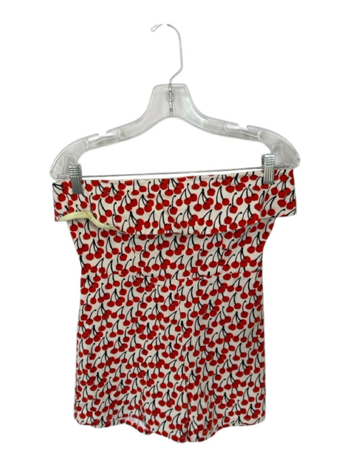 Corey lynn calter Size Small Red Cotton Cherry Print Fold Over Strapless Romper Red / Small