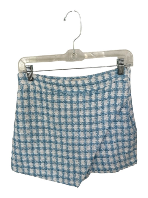 Jason Wu Size 4 blue and white Polyester Blend Tweed Side Zip Metallic Skort blue and white / 4