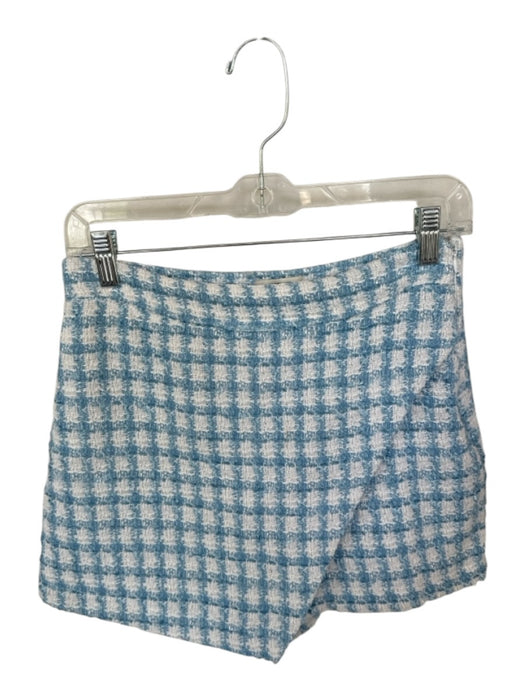 Jason Wu Size 4 blue and white Polyester Blend Tweed Side Zip Metallic Skort blue and white / 4