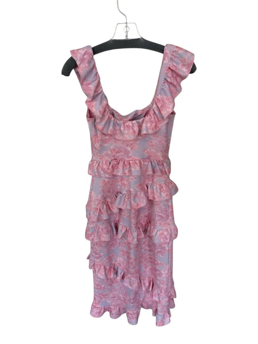 Show Me Your Mumu Size XS Pink & Gray Print Polyester Blend Floral Ruffles Dress Pink & Gray Print / XS