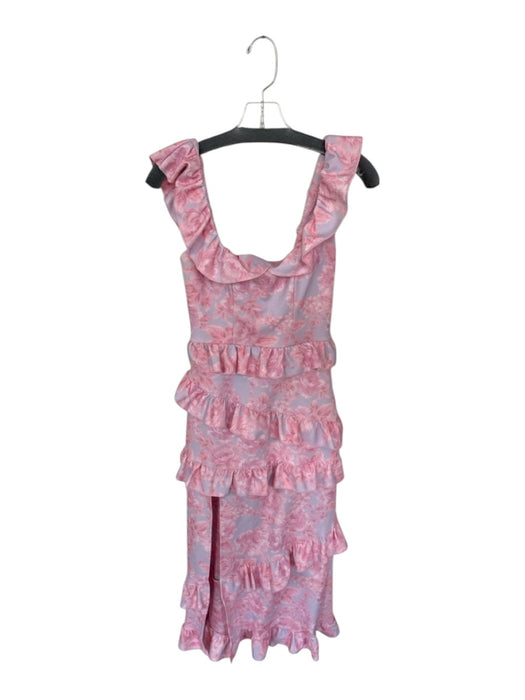 Show Me Your Mumu Size XS Pink & Gray Print Polyester Blend Floral Ruffles Dress Pink & Gray Print / XS