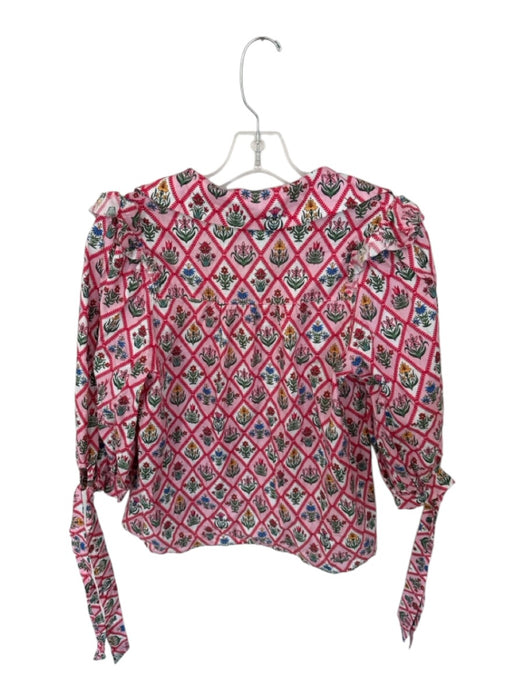Entro Size Small pink floral Cotton Long Sleeve Collar Button Down Top pink floral / Small