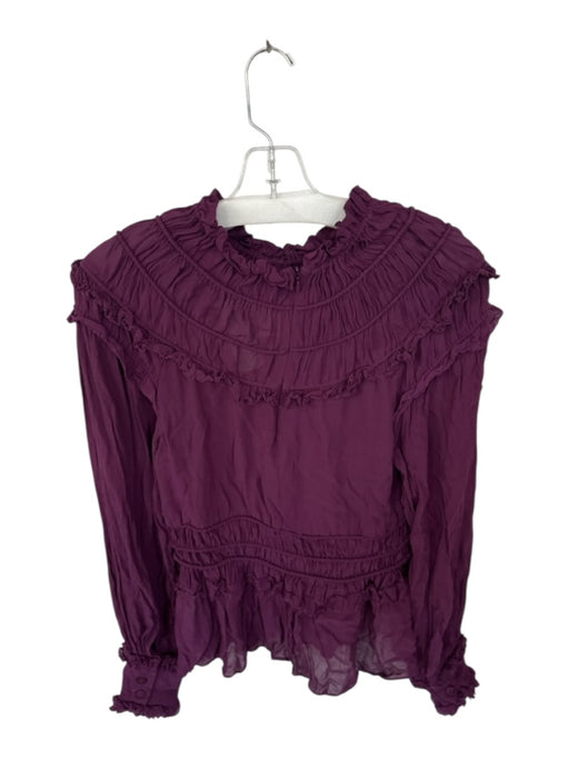 Farm Rio Size Small Purple Viscose ruffles Pleats Long Sleeve Top Purple / Small