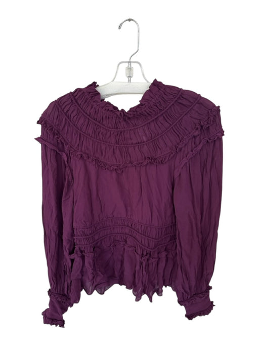 Farm Rio Size Small Purple Viscose ruffles Pleats Long Sleeve Top Purple / Small