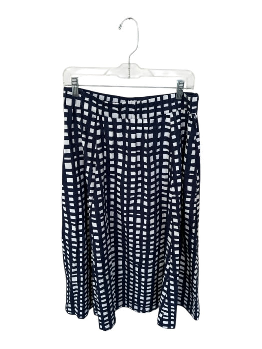 Marie Oliver Size M Navy & white Cotton Geometric Print Pockets Pleated Skirt Navy & white / M