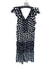Loft Size XXSP Navy & white Cotton Flutter Sleeves Polka Dot V Neck Dress Navy & white / XXSP
