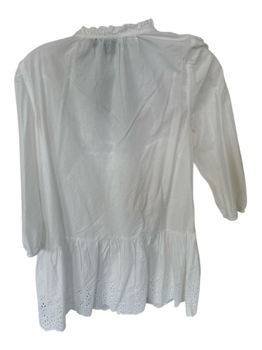 Gap Size XSP White Cotton Long Balloon Sleeve Eyelet Drop Waist Dress White / XSP