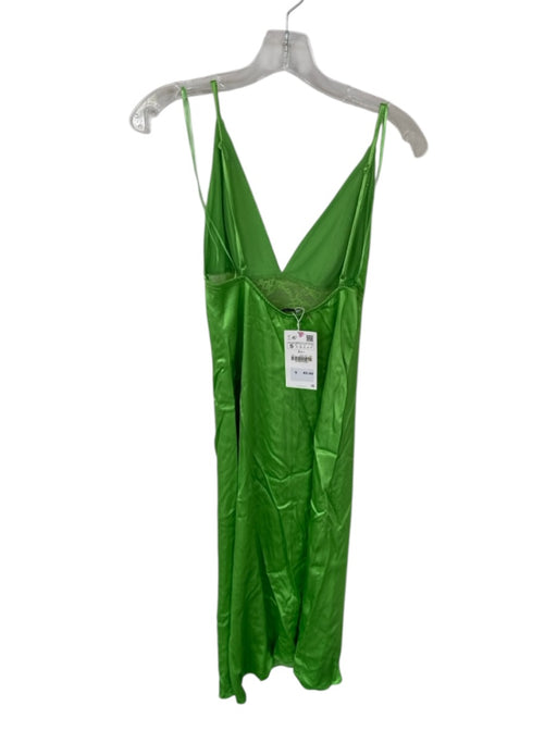 Zara Size S Lime Green Polyester Spaghetti Strap Lace Detail Maxi Dress Lime Green / S