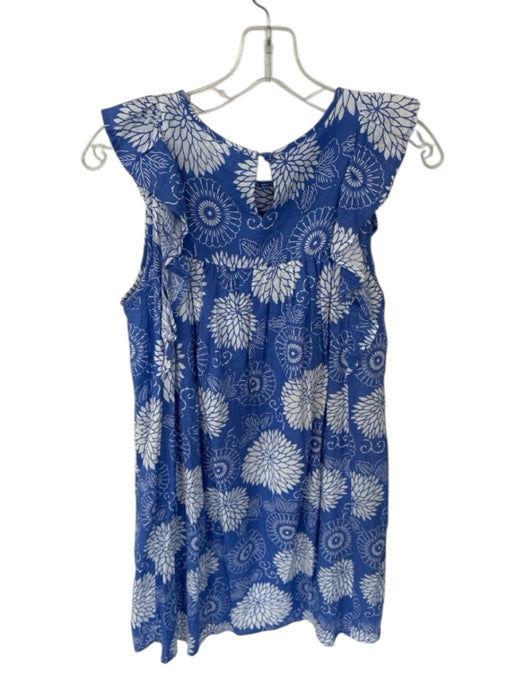 THML Size XS Blue & Multi Cotton & Rayon Flutter Sleeves Dress Blue & Multi / XS