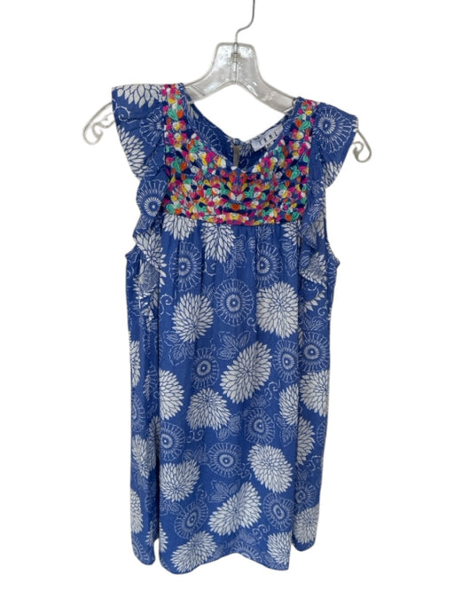 THML Size XS Blue & Multi Cotton & Rayon Flutter Sleeves Dress Blue & Multi / XS