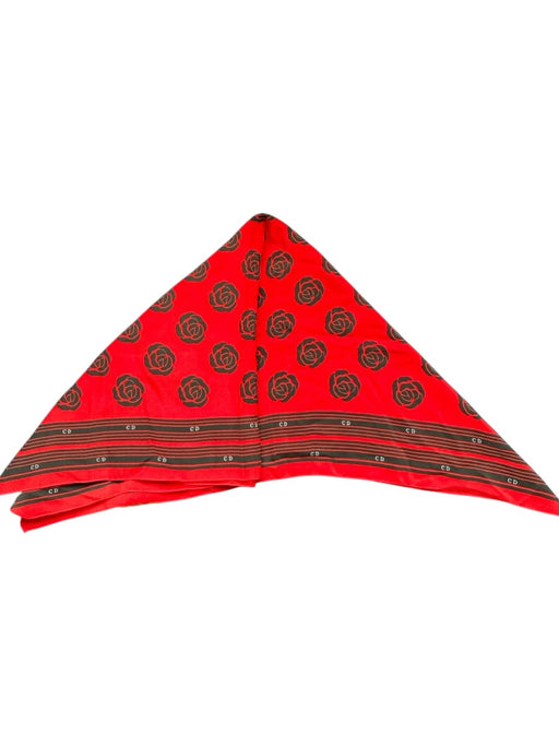Christian Dior Red & Black Silk Roses Lines scarf Red & Black / M