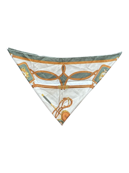 G. Meacci Green & Brown Silk Saddle Print scarf Green & Brown / M