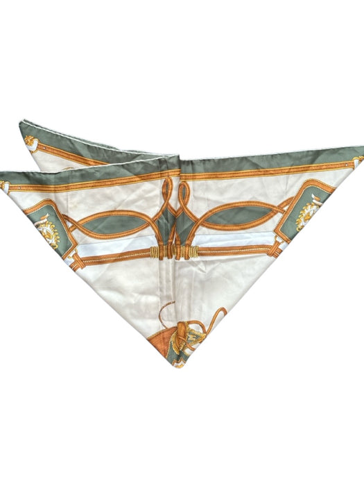 G. Meacci Green & Brown Silk Saddle Print scarf Green & Brown / M