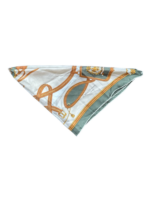 G. Meacci Green & Brown Silk Saddle Print scarf Green & Brown / M