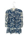 Miss June Paris Size Est S Blue & Cream Cotton Long Balloon Sleeve Buttons Dress Blue & Cream / Est S