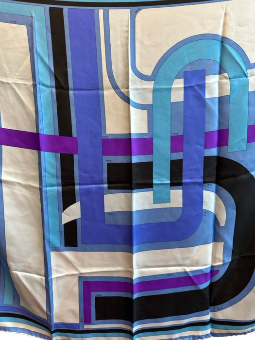Emilio Pucci Blue & Purple Silk Art Deco scarf Blue & Purple / L