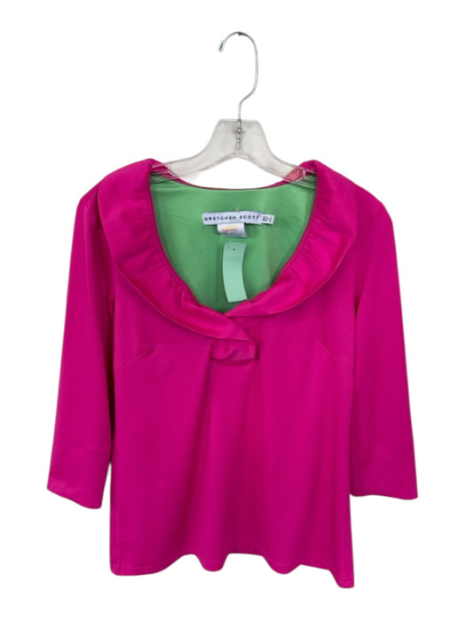 Gretchen Scott Size XS Pink & Green Polyester Ruffle Collar Sleeveless Top Pink & Green / XS