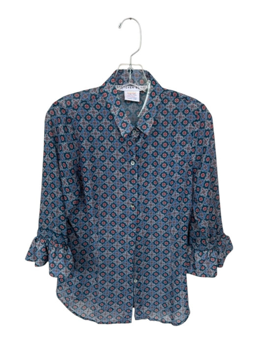 Gretchen Scott Size S Teal & Orange Polyester Long Sleeve Kaleidoscope Top Teal & Orange / S