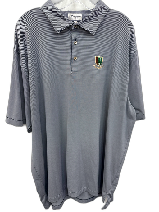 Peter Millar Size XXL Blue & White Synthetic Striped Polo Men's Short Sleeve Blue & White / XXL