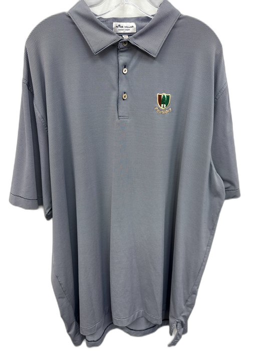 Peter Millar Size XXL Blue & White Synthetic Striped Polo Men's Short Sleeve Blue & White / XXL