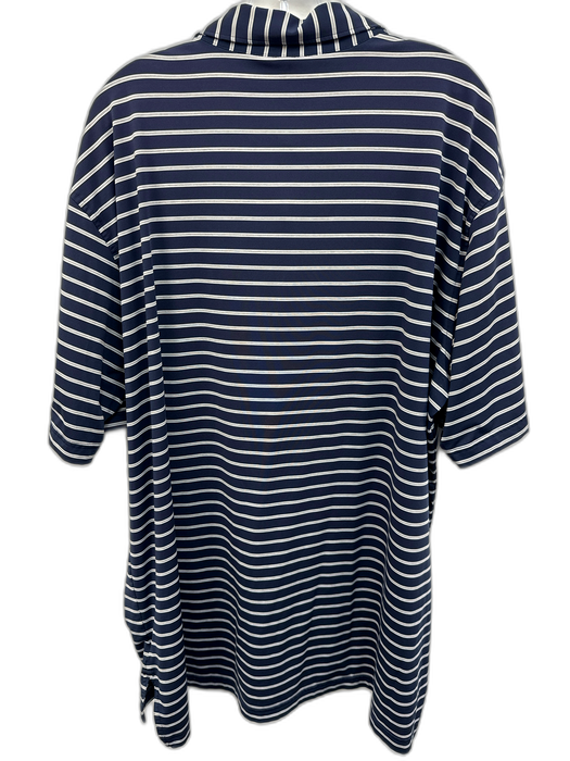 Peter Millar Size XXL Navy & Gray Synthetic Stripe Polo Athleisure Short Sleeve Navy & Gray / XXL