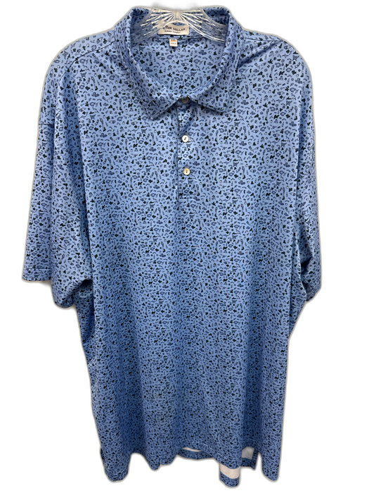 Peter Millar Size XXL Blue Synthetic Abstract Polo Athleisure Men's Short Sleeve Blue / XXL