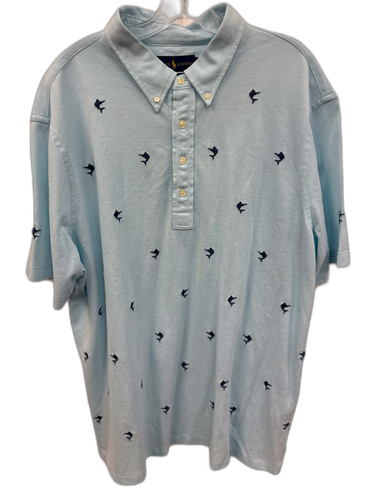Ralph Lauren Size XXL Light blue Cotton Swordfish Polo Men's Short Sleeve Light blue / XXL